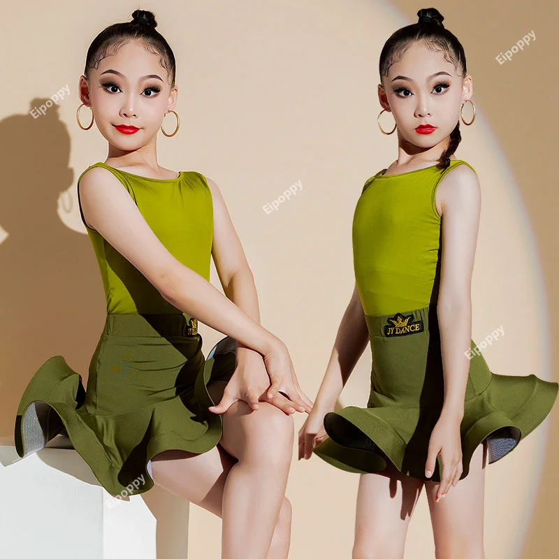 

Latin dance outfit for girls autumn and winter haute couture new competition dance raining suit fishbone skirt Latin split