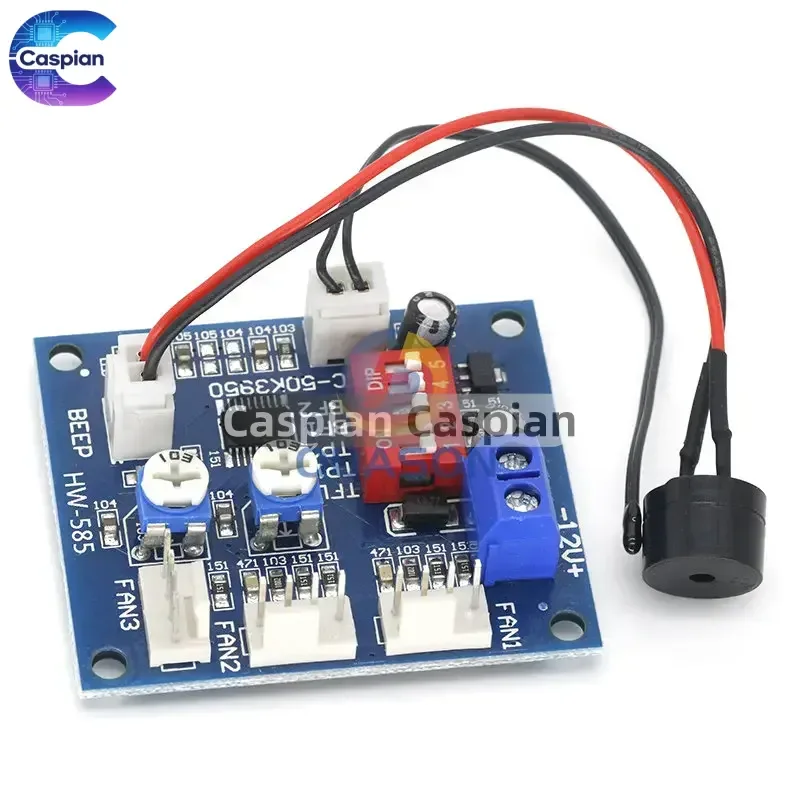 DC 12V 5A PWM PC CPU Fan Temperature Control Speed Controller Module Buzzer High-Temp Alarm NTC B 3950 Thermistor 50K