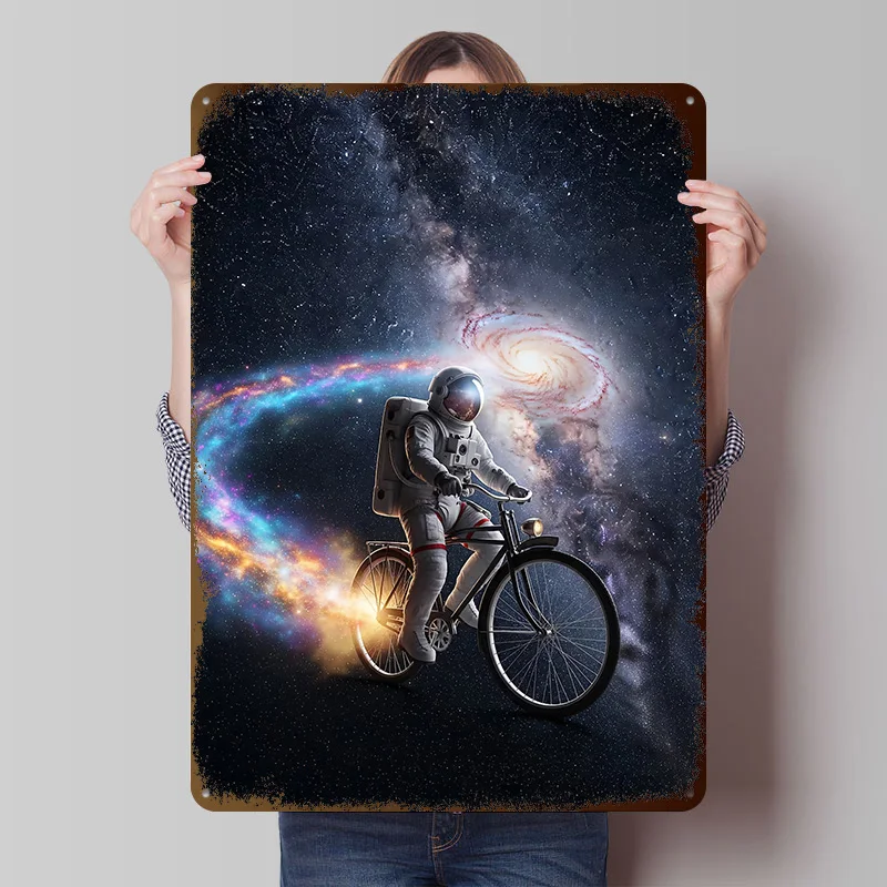 Eine lange Reise durch das Universum Blechposter Individuelle Wandkunst Vintage Metallschilder Retro Blechtafel für Männerhöhle Schreibtischdekoration