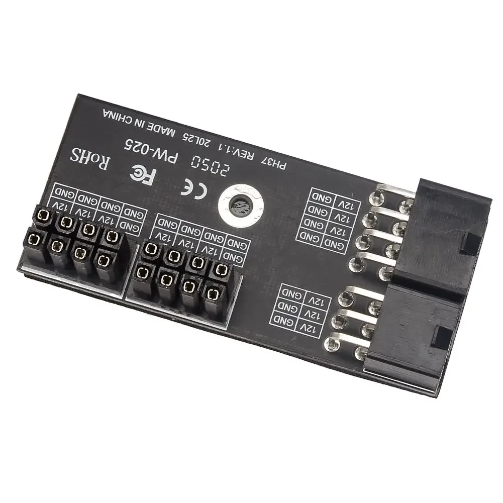 Adaptador doble ATX de 8 pines hembra a 6 + 8 pines macho en ángulo de 180 grados para GPU de tarjeta gráfica NVIDIA