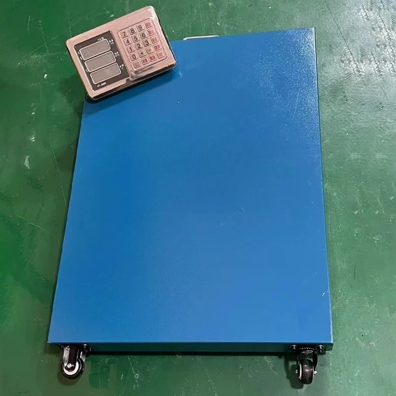 Industrial Floor Scale 1000kg, Mobile Weighing Scale with Wheels for Warehouse Shipping