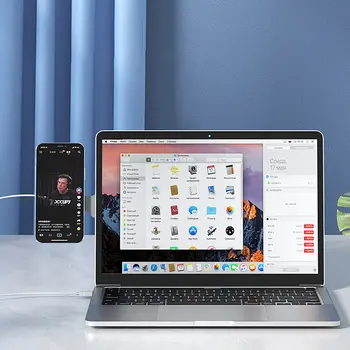 Magnetický držák na notebook a telefon s MagSafe pro iOS 12/13, boční magnetický bezdrátový nabíjecí stojan pro obrazovku počítače 6 nejlepší prodej Držák telefonu k obrazovce počítače - №2