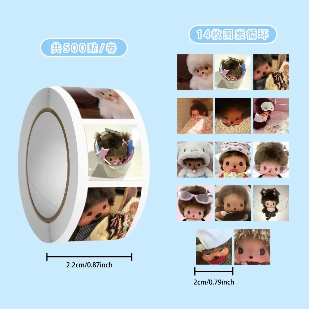 500pcs/Roll Cartoon for Monqiqi Stickers Kawaii Anime DIY Pvc Laptop Decals Decoration Stiker Children Reward Toy Girl Gift