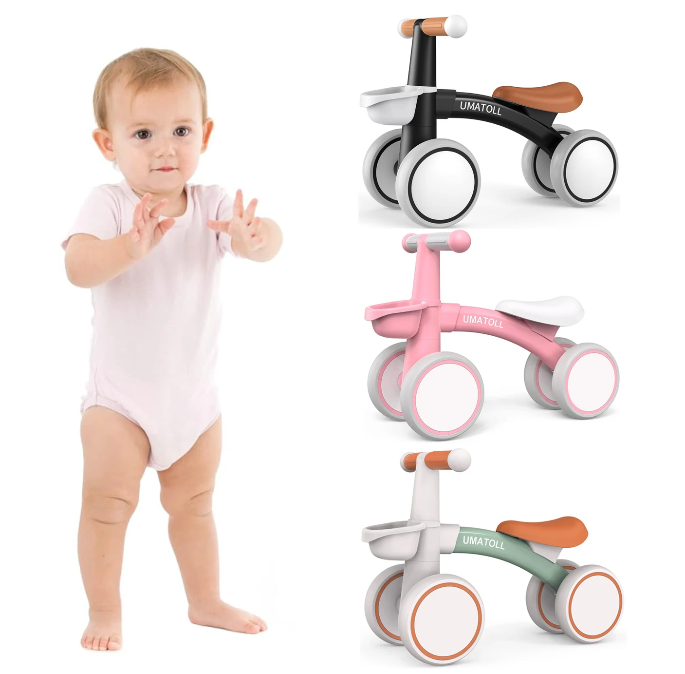 Balance Bike for 12-24 Month Toddler,Baby Walkers, Removable Basket & Adjustable Seat, First Birthday Christmas Gift