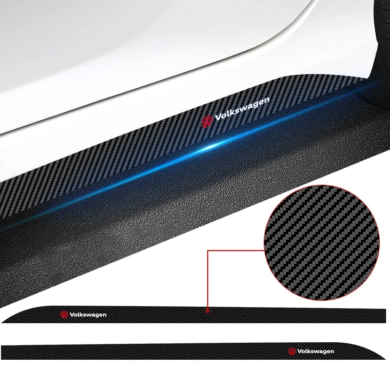 2 pcs Carbon Car Door Side Skirt Sill Stripe Sticker Decals For Volkswagen VW RLine R Golf Amarok T5 ID 3 Tiguan GTI Accessories