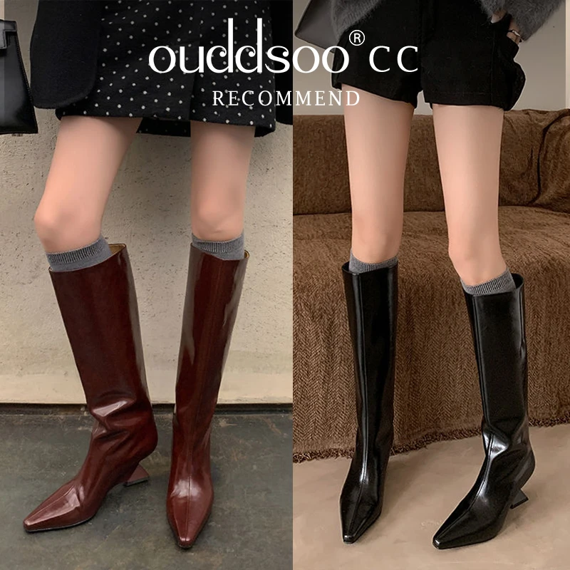 

Ods Women Mid Calf High Boots Elegant Kitten Heel Shoes Spring Autumn Women Boots Sip On Brand Design Winter Shoes Square Toe
