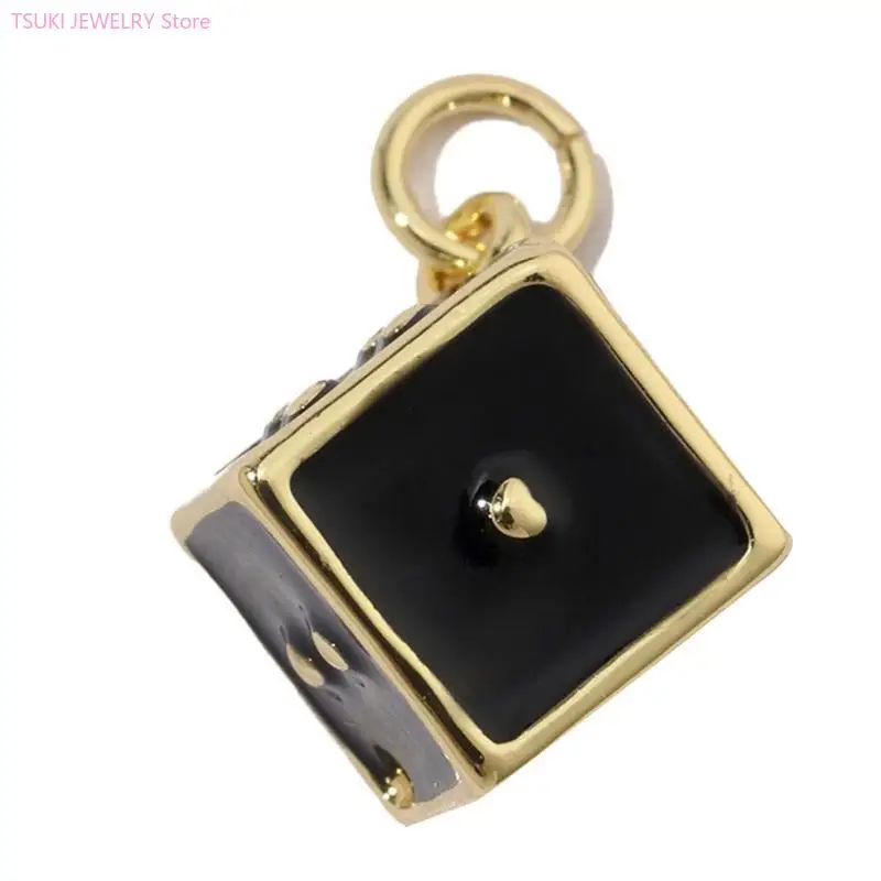 62KE Pack of 3 Heart/Horseshoe/Dices Card Pendants Accessories for Necklace and Earrings Copper Jewelry Components
