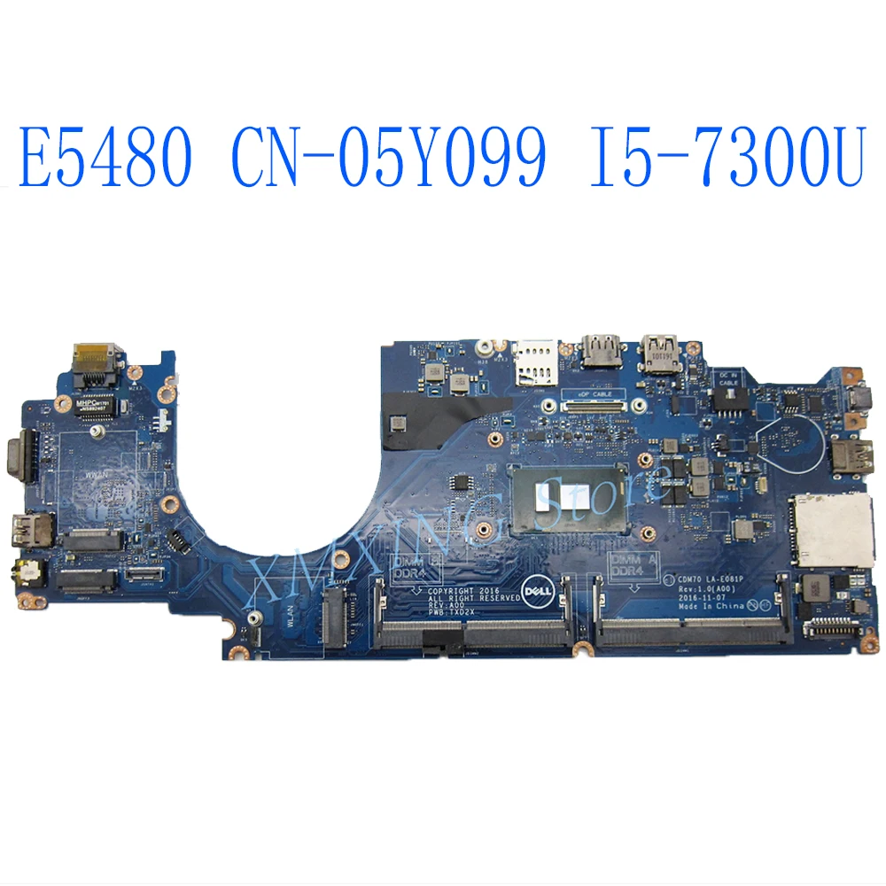 FULCOL For DELL Latitude 5480 E5480 Laptop Motherboard I5-7300U CPU CDM70 LA-E081P CN-05Y099 05Y099 5Y099 Tested 100% work