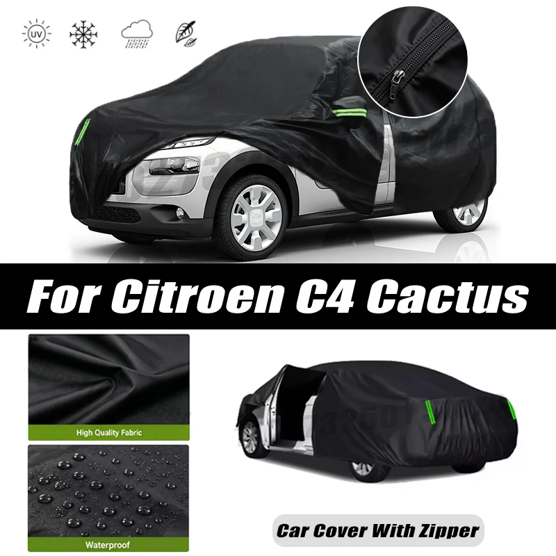 For Citroen C4 Cactus Car Covers Outdoor Waterproof Sun Rain Snow Protection UV Car Zipper Design Car Cover Accessories