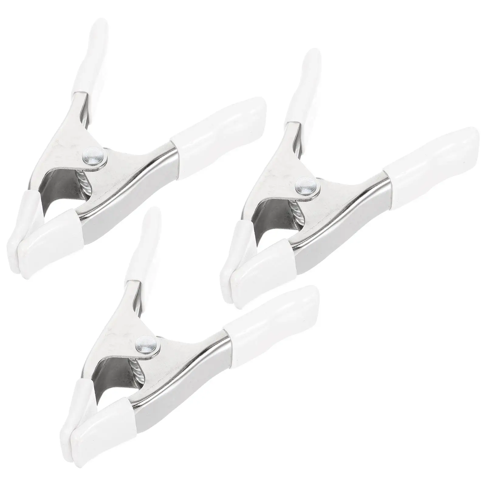 

3pcs Spring Clip A shaped Clamps White 4inch Nickel PVC Backdrop Stand Photography Home Decoration Accessories