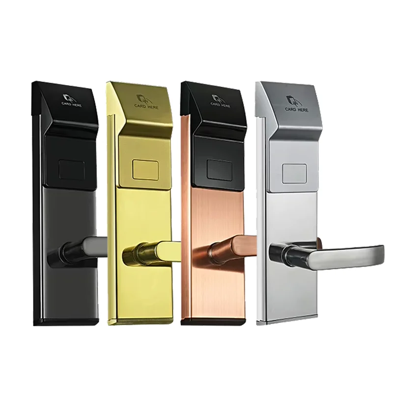 

Digital Card Lock Security Stainless Steel Intelligent RFID Card Key Unlock Hotel Door Handle Lock System Door Access Control