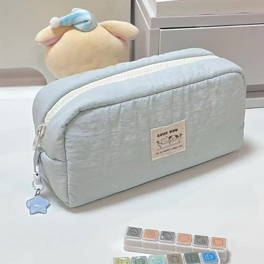 

New Solid Color Pen Bag Canvas Large Capacity Stationery Bag Cartoon Gift Cosmetic Bag Students