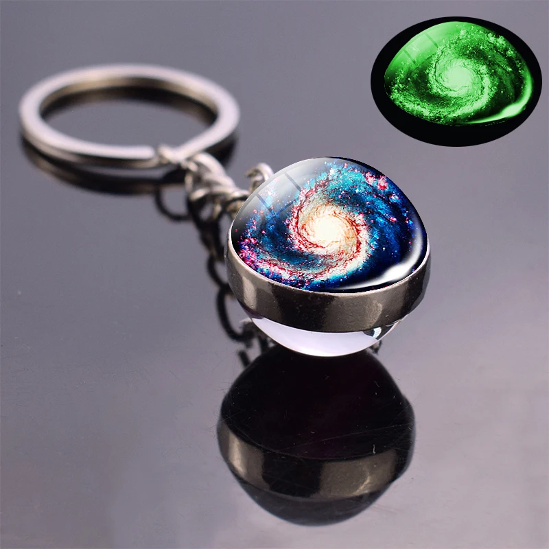 Luminous Helix Nebula Planet Keychain The Milky Way Galaxy Art Picture Glow In The Dark Glass Ball Keychain Astronomy Gift