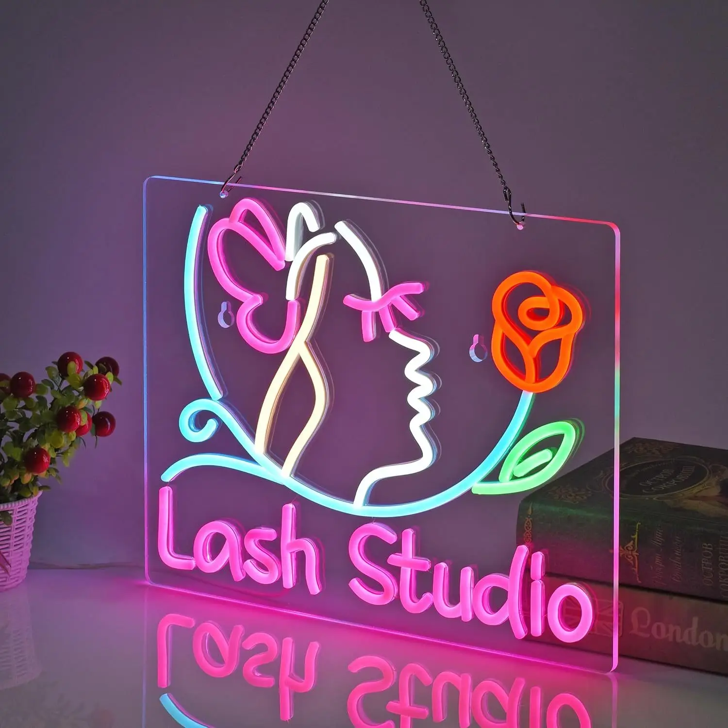 Lash Studio LED Neon Light USB Powered, With Dimmer, Adjustable Brightness, Perfect for Beauty Salons, Makeup Rooms, Salon Decor