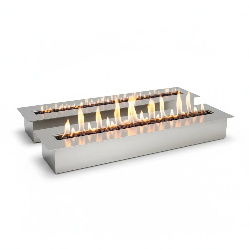 Manual Bioethanol Fireplace, 80cm Stainless Steel Bioethanol Burner, Real Flame Heater, Linear TV Wall Fireplace, Indoor Outdoor