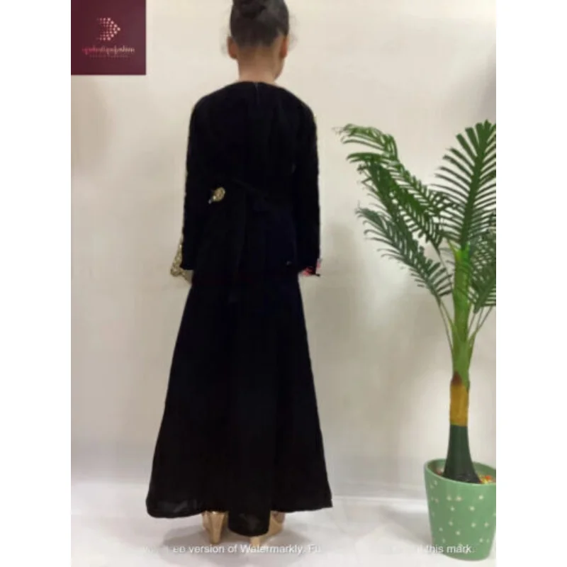 Black Fashion Children\'s Long Shirt Dress Moroccan George Extra Long Dress Ramadan Eid