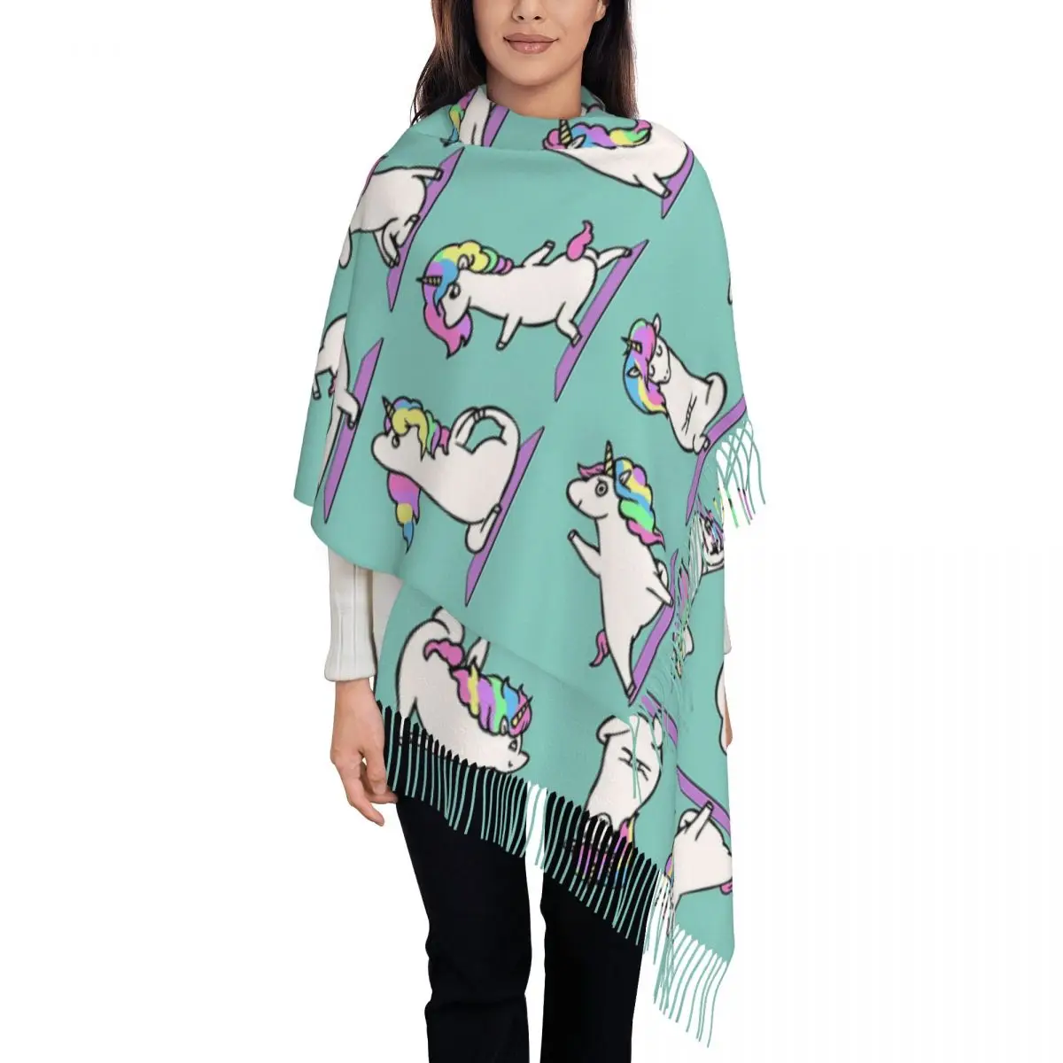 Unicorn Yoga Scarf Tassel Scarves Women Soft Warm Shawls and Wraps Large Fall Winter Shawl Wrap