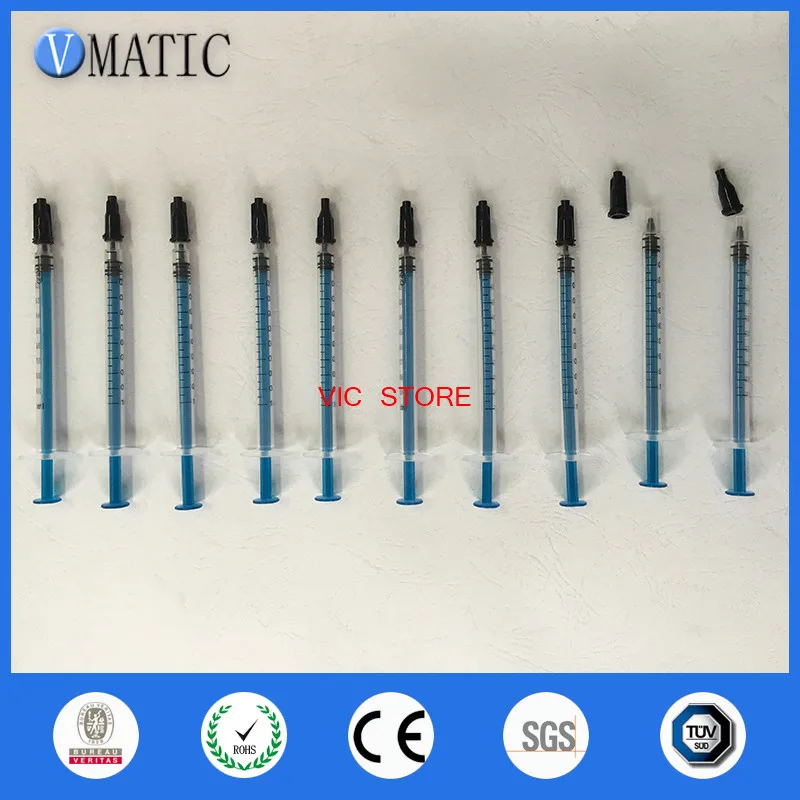 

Free Shipping High Recommendation 10 Sets Dispensing Plastic Syringes 1cc 1ml With Black Syringe Cap/Stopper