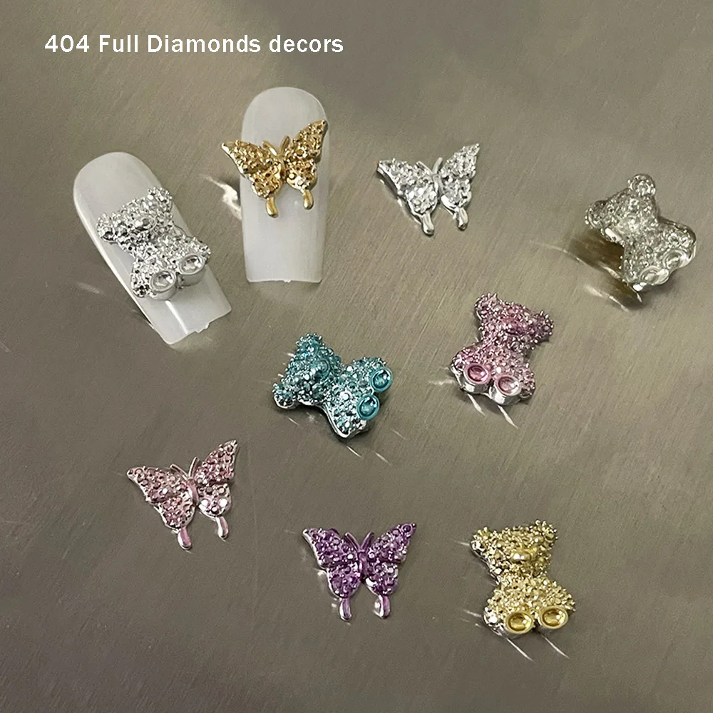 -Diamond Design- Ins Blockbuster Resin Ornaments Mix Color Bear,Butterfly,Bowknot Nail Knickknack Full Diamond Insider Charm 404