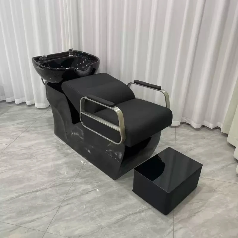 Modern Living Room Shampoo Bed Ceramic Basin Multi-functional Barber Shampoo Bed Head Armadietto Parrucchieri Barber Equipment