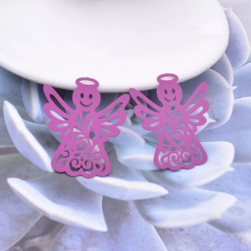 30 Stück/Set AB7410 38*33 Messing Anhänger mit lächelndem Gesicht und Engel-Motiv, bunte goldfarbene Schmuckmaterialien, geeignet für DIY-Ohrringe – Detail 9