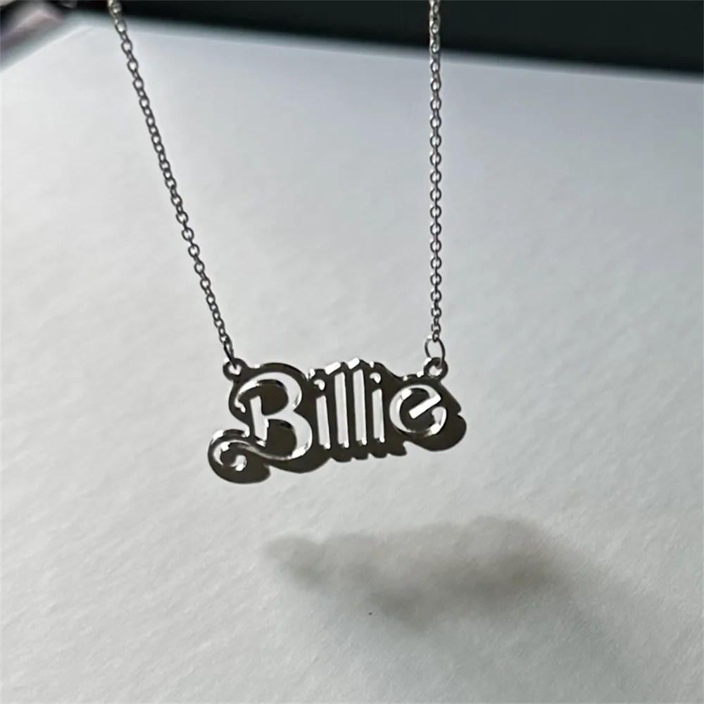 Fashion Simple Billie Letter Pendant Necklace for Men Women Stainless Steel Statement Necklace Fine Jewelry Accessories Gifts