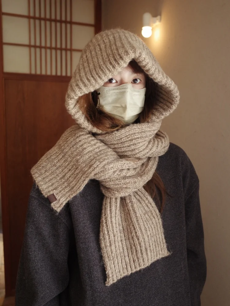 korean-style-wool-blend-knitted-scarf-hat-set-for-women-and-men-warm-winter-two-piece-ensemble-with-large-neck-cover