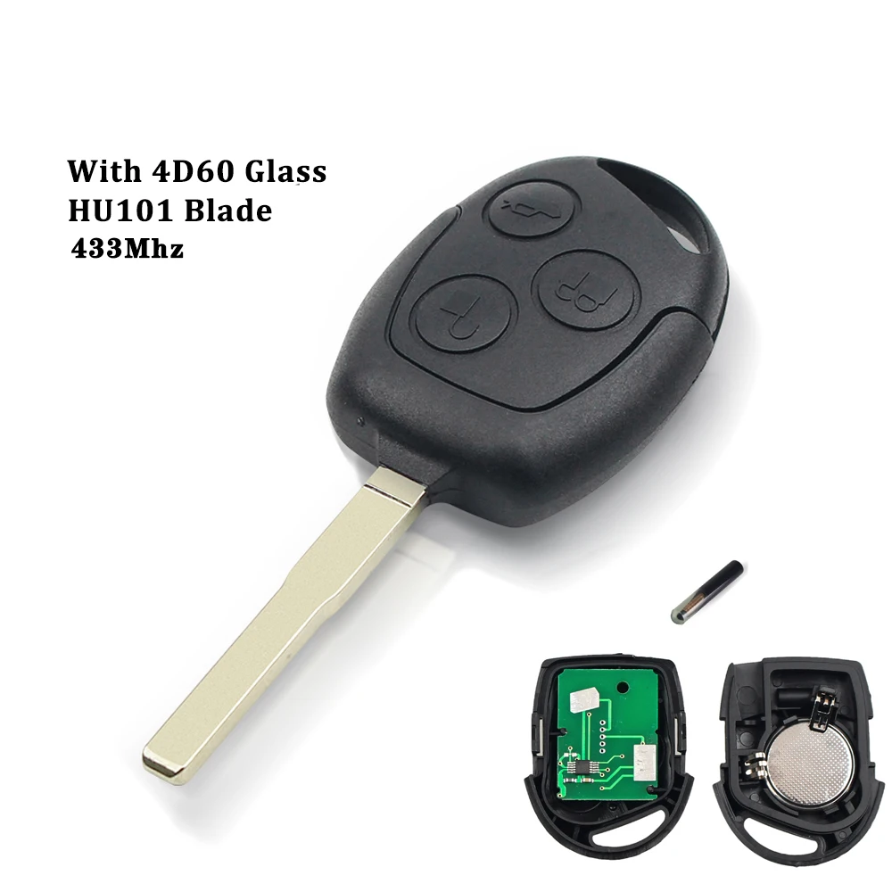 KEYYOU Remote Car Key For Ford Focus Fusion Mondeo Fiesta Galaxy 4D60/4D63 Chip With FO21 Blade 3 Button 433Mhz