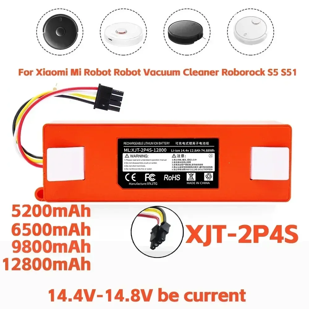 14.4V 12800mAh Robotic Vacuum Cleaner Replacement Battery For Xiaomi Roborock S55 S60 S65 S50 S51 S5 MAX S6 Parts