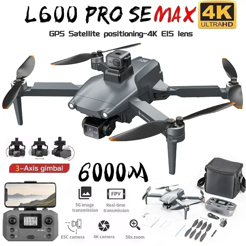 L600 PRO MAX Drone 4K Three-Axis PTZ HD Dual Camera GPS 5G WIFI RC FPV Dron Laser Obstacle Avoidance Brushless Motor Quadcopter