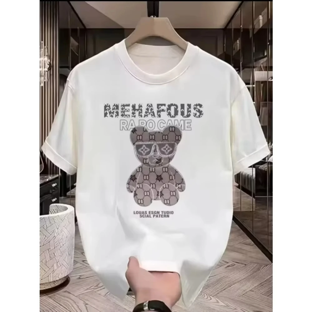 2025 New Summer Fashion Brand Casual Printed T-shirt Top American Youth Men and Women Explosive Street Couple Dress image 4