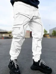 Men's Cargo Pants White Hip Hop Male Trousers Summer Regular Fit Harajuku Long Slacks Street Emo Cheapest Spandex New in Casual