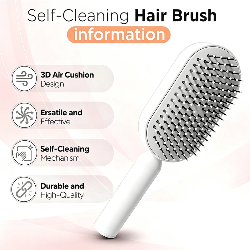 Air Cushion Comb with Scalp Massager - Airbag Detangling Hairbrush Suitable for All Hair Types, Gentle for Normal Hair, Plastic