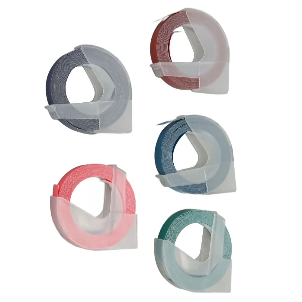 5Pcs 9mm Width 3D Embossing Label Tapes 9.8ft Length Wide Application Embossing Tape for DYMO12813、12814、 5500A 5500B