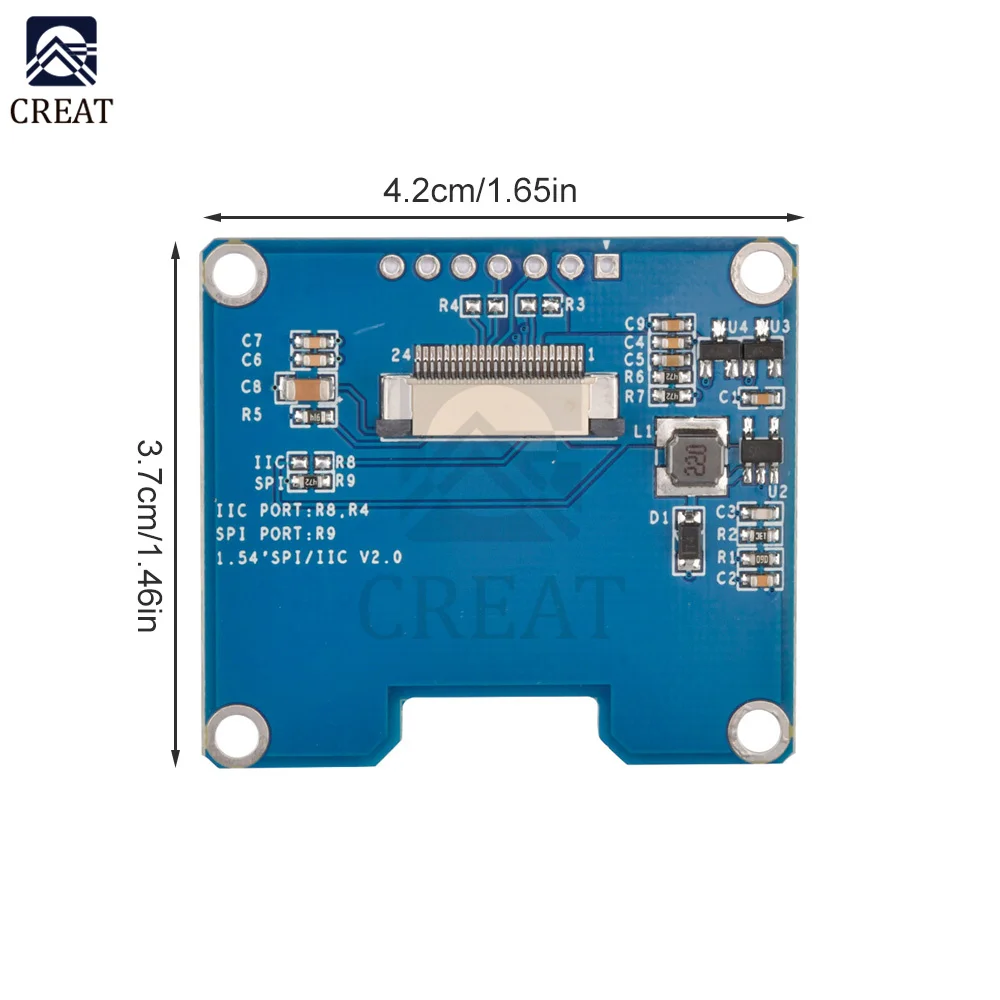 Pantalla OLED transparente, 1,51/1,54 pulgadas, 24 Pines, SSD1309 SPI/IIC/paralelo, 128x64, 128x56, azul, 3,3 V