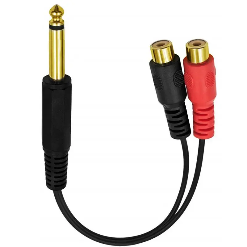 Cable de Audio tipo Y 1/2 de 6,35mm, Conector de canal único/Doble A 2RCA Lotus, estación madre FM, micrófono