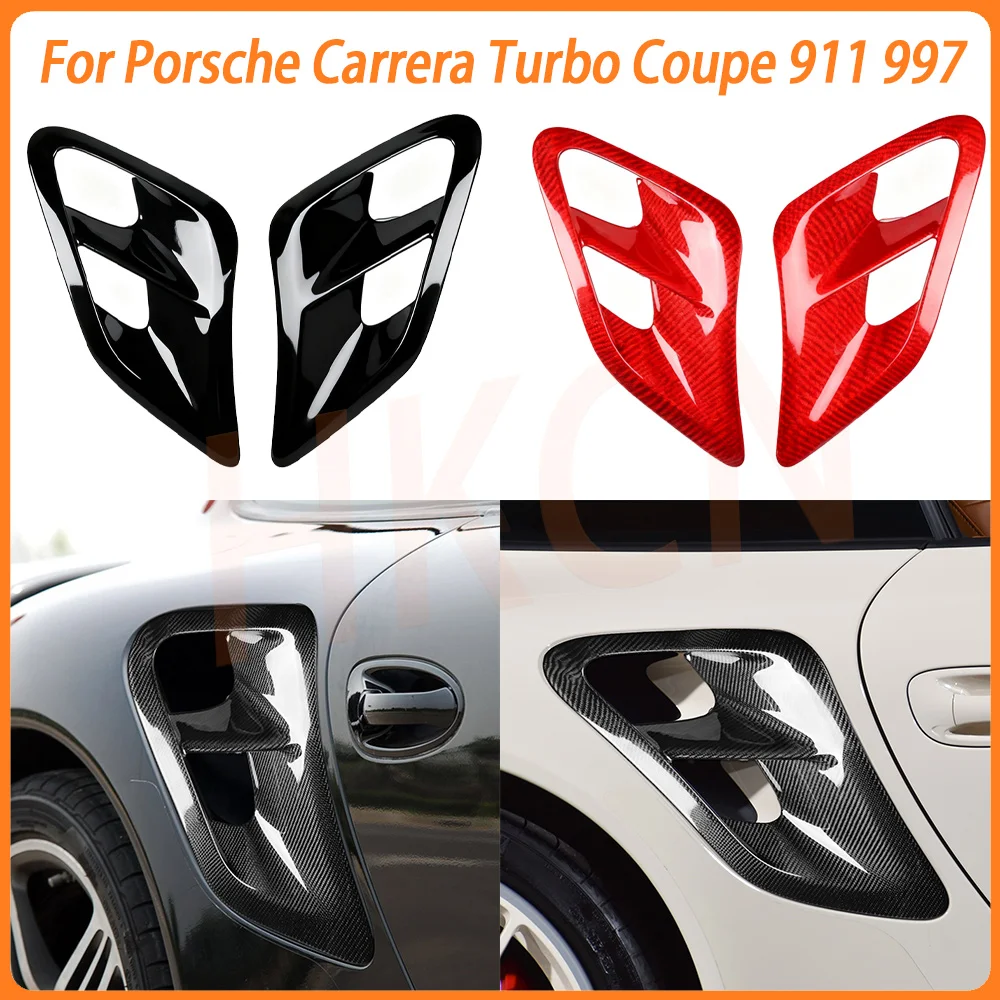 

Настоящее углеродное волокно, спойлер для кузова автомобиля, вентиляционная крышка, панель, фурнитура, 2 шт., совместимая с Porsche Carrera 911 997 Turbo Coupe
