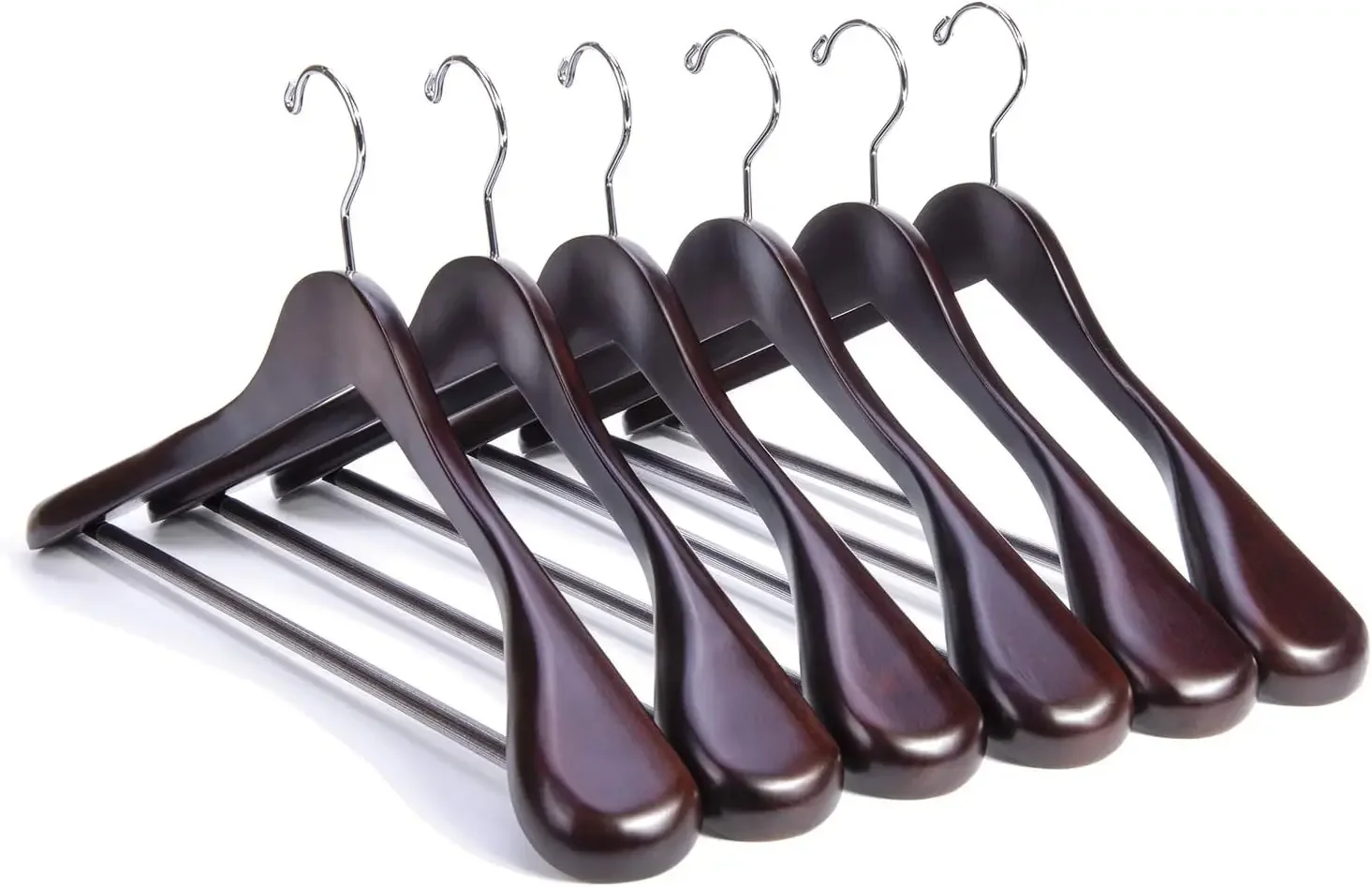 Luxury Mahogany Wooden Suit Hangers - 12 Pack - Wood Coat Hangers,Jacket Outerwear Shirt Hangers with Extra-Wide Shoulder