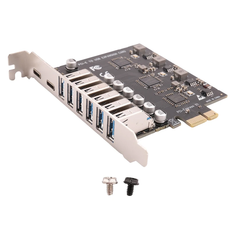 SSU Pcie To USB 3.2 Gen 2 Card 8-Port (6X Type-A +2X Type-C) Converter PCIE Splitter VIA+NEC Chip For Desktop Computer