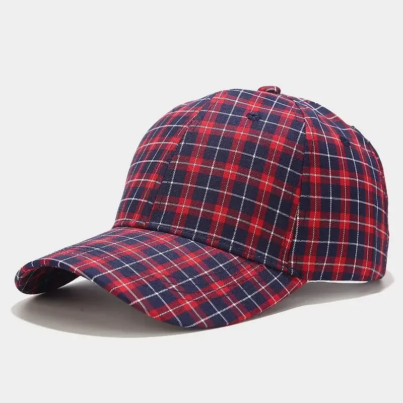 Men's Red Plaid Cap Classic 6 Panel Baseball Caps Adjustable Dad Hat Fashion Versatile Ladies Yellow Green Outdoor Outing Visor