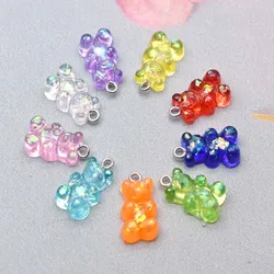 11*20mm  9 Colors Bright color Bear Pendant Charms Resin For Handmade Bracelets Necklace Earring Key Chain DIY Jewelry