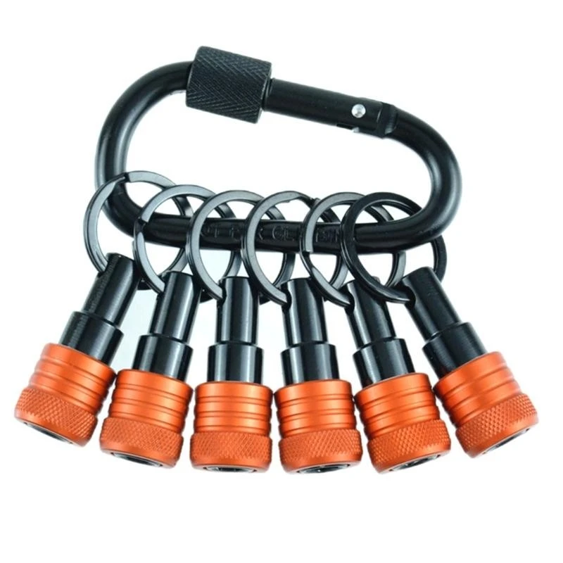 

652F 6Pcs 1/4inch Shank Screwdriver Bit Holder Extension Rod Keychains Screw Adapter Drill Portable Handheld Bit Holder