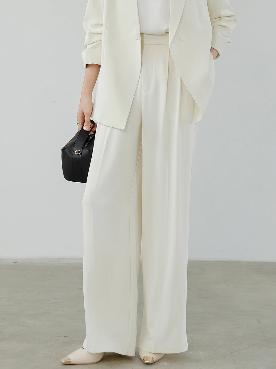 

Женские брюки с высокой талией, широкими штанинами, свободного кроя, драпированные, повседневные, осенние, прямые, костюмные, модные, длинные