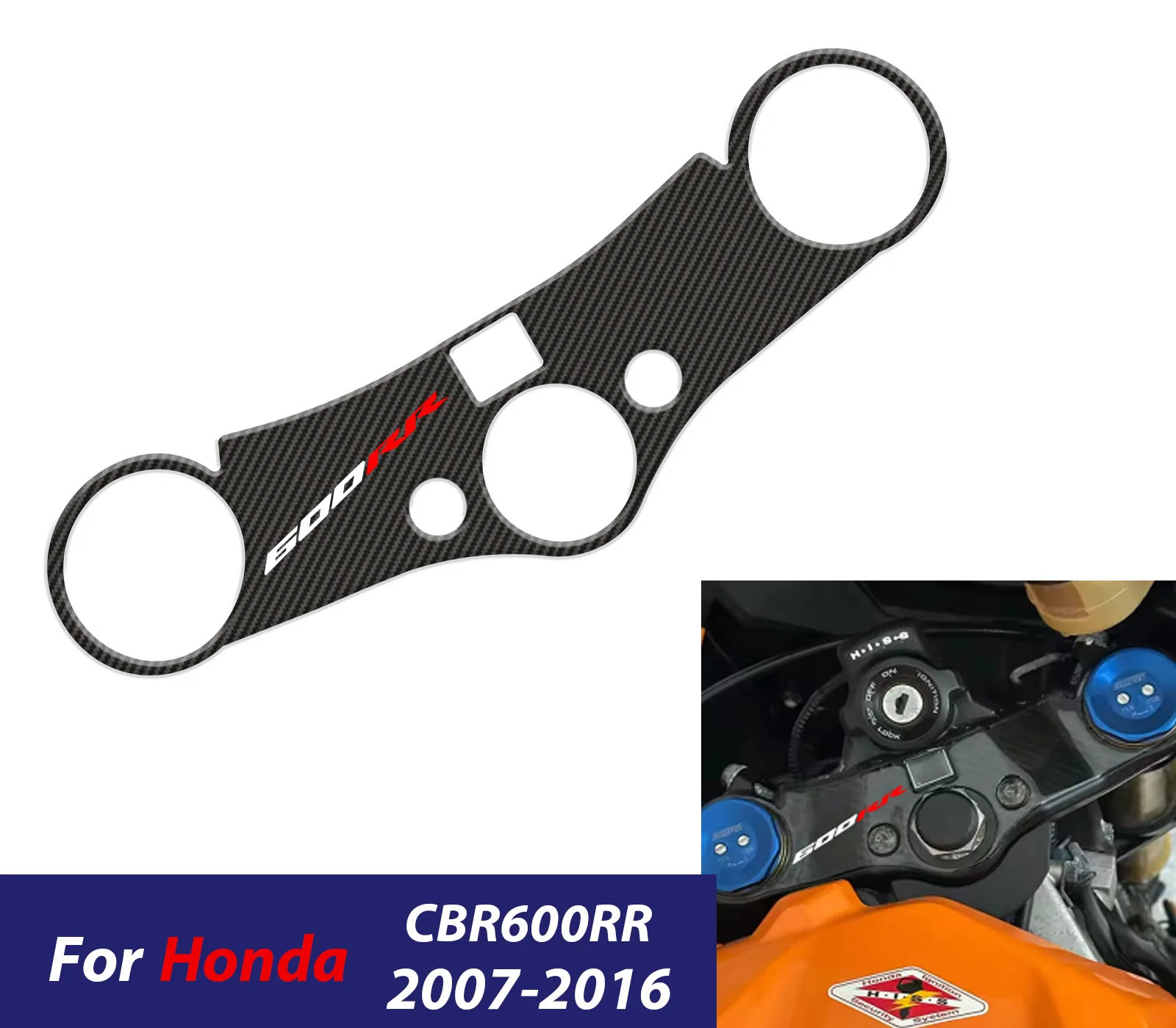 

Motorcycle Carbon Look Stickers For Honda CBR 600RR CBR600 RR 2007-2016 Top Triple Clamp Yoke Case Decal Accessories
