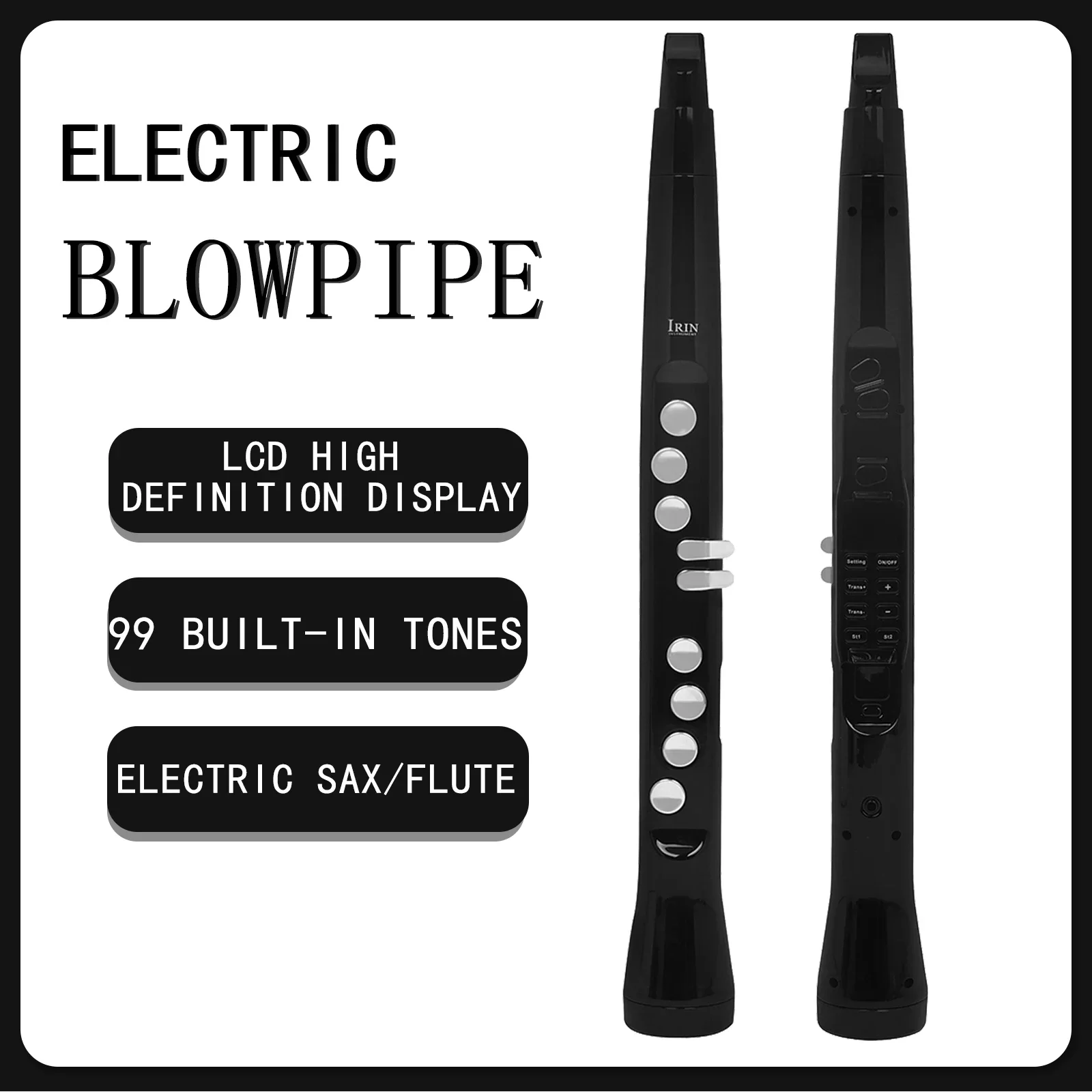 

IRIN S58 Electric Blowpipe Electronic Wind Saxophone Flute 99 Built-in Tone Mini Sax Double Fingering Technique Electric Flute