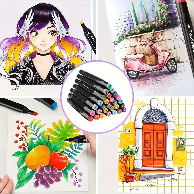 12 Colors Dual‑Tip Alcohol Markers, Professional Felt Pens for Manga Sketching, Drawing & Art Craft Supplies