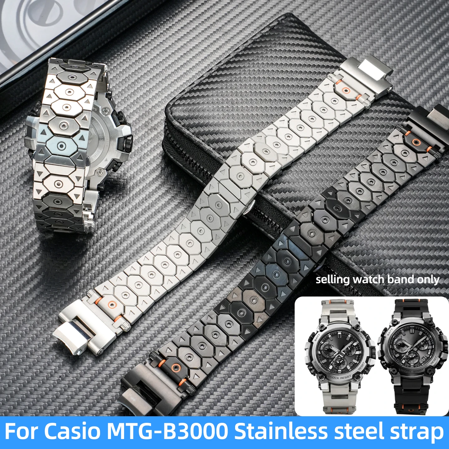 

Металлический ремешок для часов MTG-B3000, для Casio G-SHOCK MTG-B3000B/BD, быстросъемный ремешок для часов из нержавеющей стали, мужской модный спортивный браслет