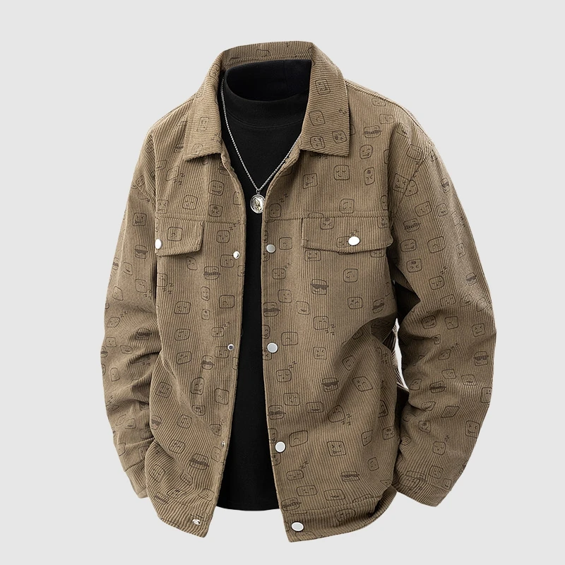 

Faionable Loose Fit Corduroy Jaet for Men Autumn Winter Casual Sle Long Sve Button up Coat Youth ular Trend