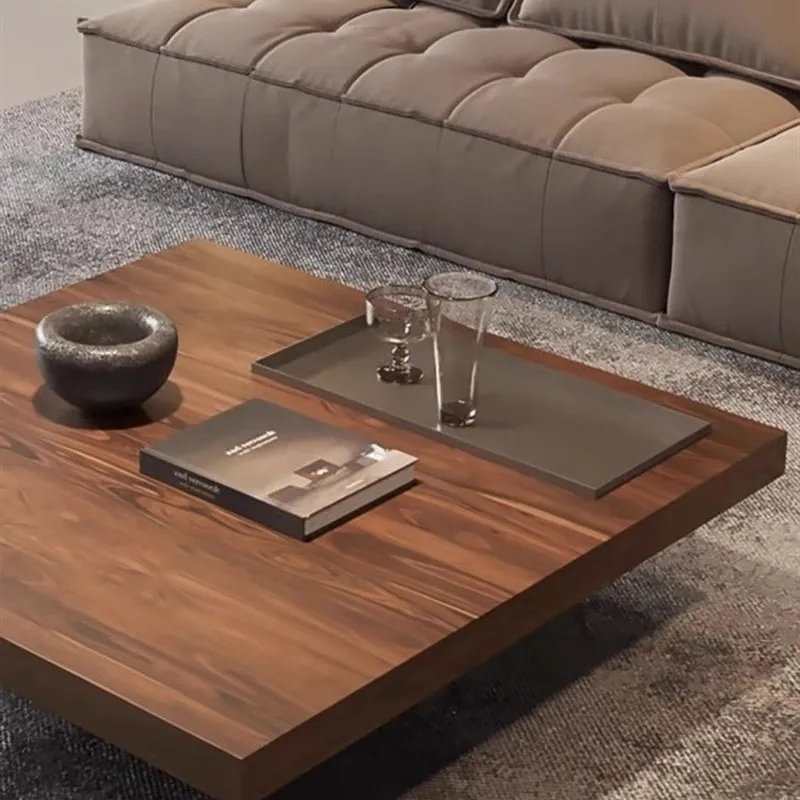 Tavolino quadrato moderno e semplice in legno massello Soggiorno domestico sospeso minimalista italiano in noce
