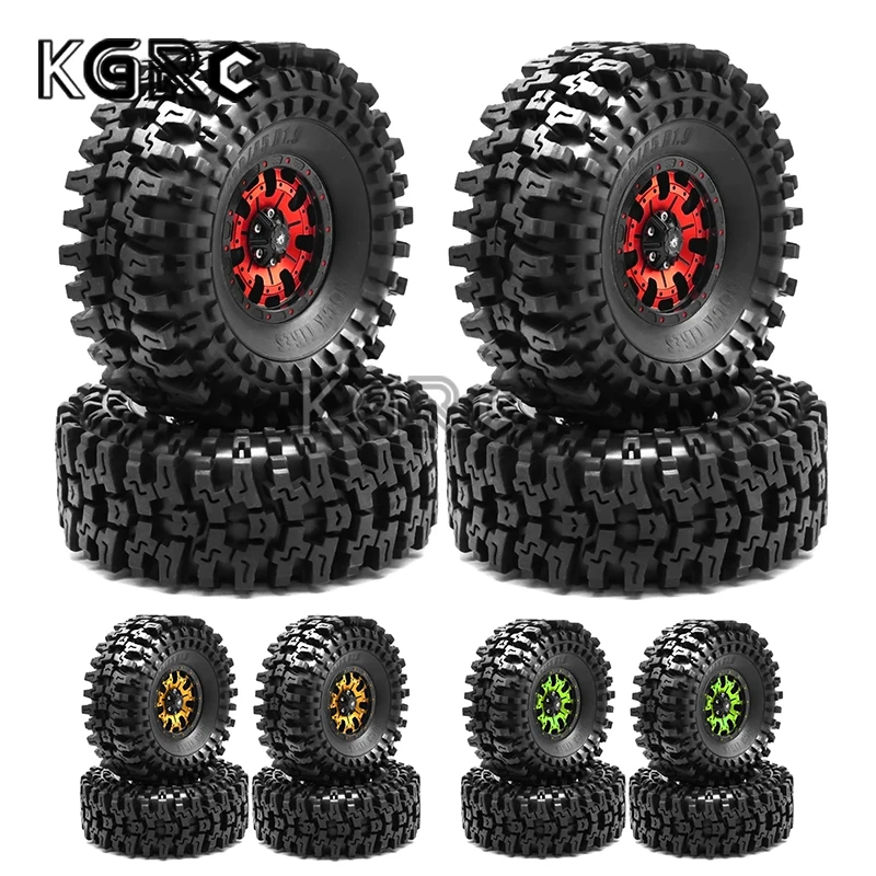 

4pcs 120mm Metal 1.9" Beadlock Wheel Rim Rubber Tire Set for 1/10 RC Crawler Car Traxxas TRX4 RC4WD D90 Axial SCX10 II III MST